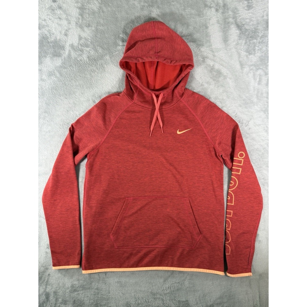 Nike Hoodie Womens Medium Red Therma Fit Fleece Just Do It Pullover